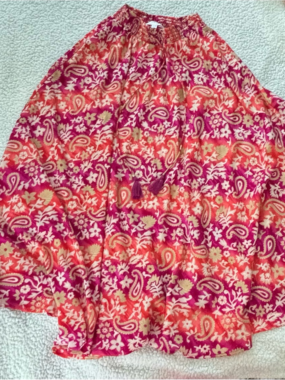 Chelsea & Theodore Pink Paisley Maxi Skirt with Tassel Tie
